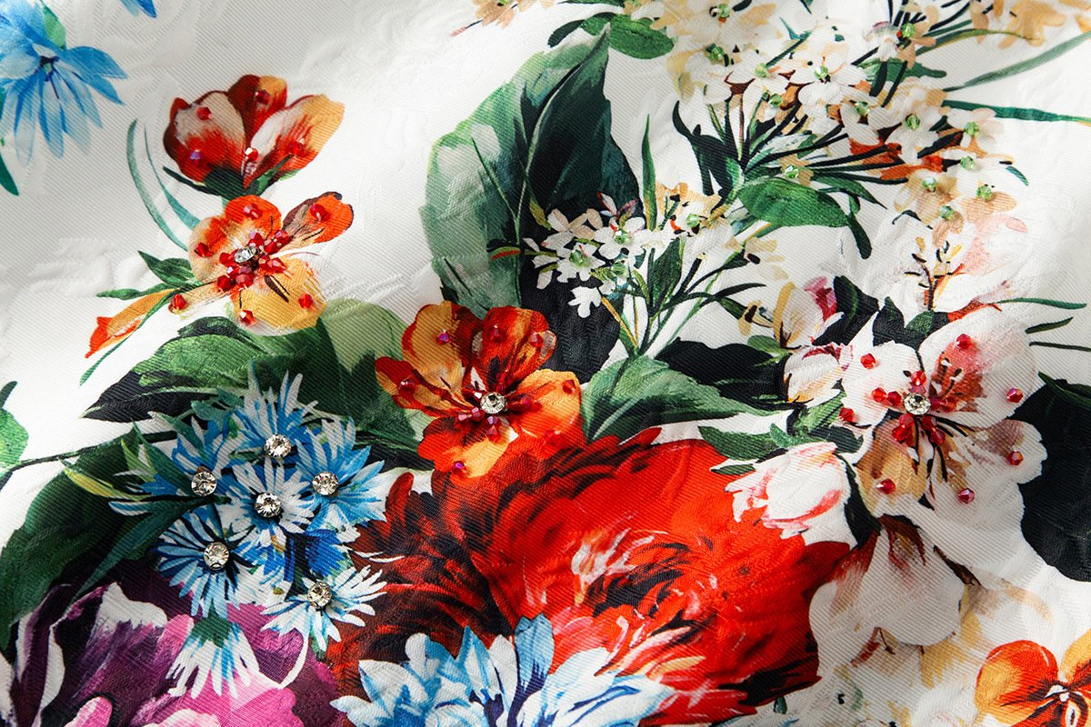 Women's Sleeveless Floral Print Jacquard Shift Dress