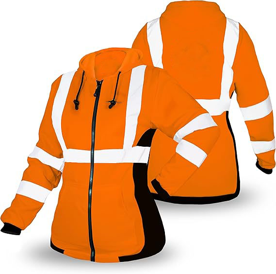 High Quality Women's Safety Clothing Reflective Hoodie Coat for Outdoor Visibility