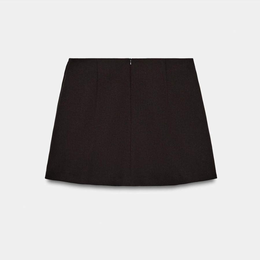 Women's Short Skirt Featuring Front Pleats Contrast Belt Loop Metal Buckle Invisible Back Zip Fastening Women Mini Skirt