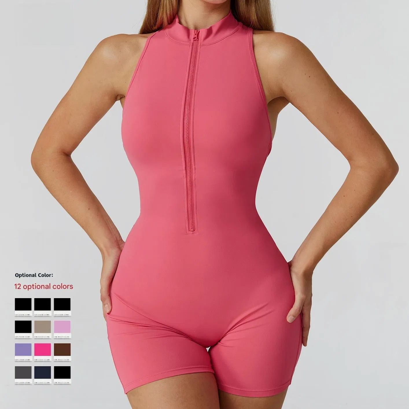 Custom Gym Fitness Set One Piece Yoga Wear Front Zipper Sportswear One Piece Women Plus Size Jumpsuit and Rompers