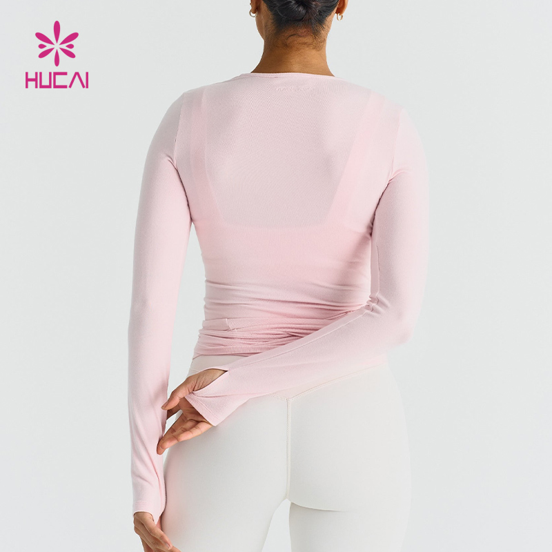 Custom Long Sleeve Women Gym Active Yoga Wear Ballet Wrap Crop Top