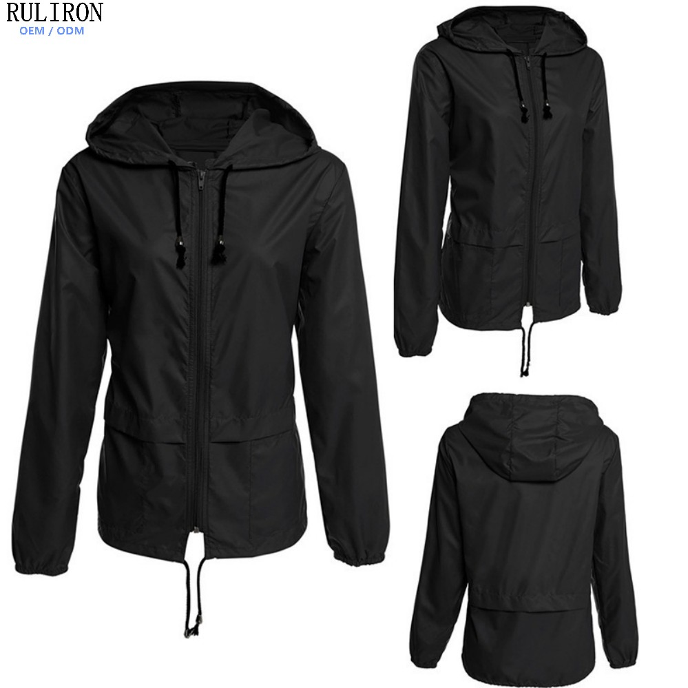 Custom Women's Packable Rain Sports Jacket Lightweight Waterproof Raincoat with Hood Outdoor Rain Gear Travel Hiking Cycling