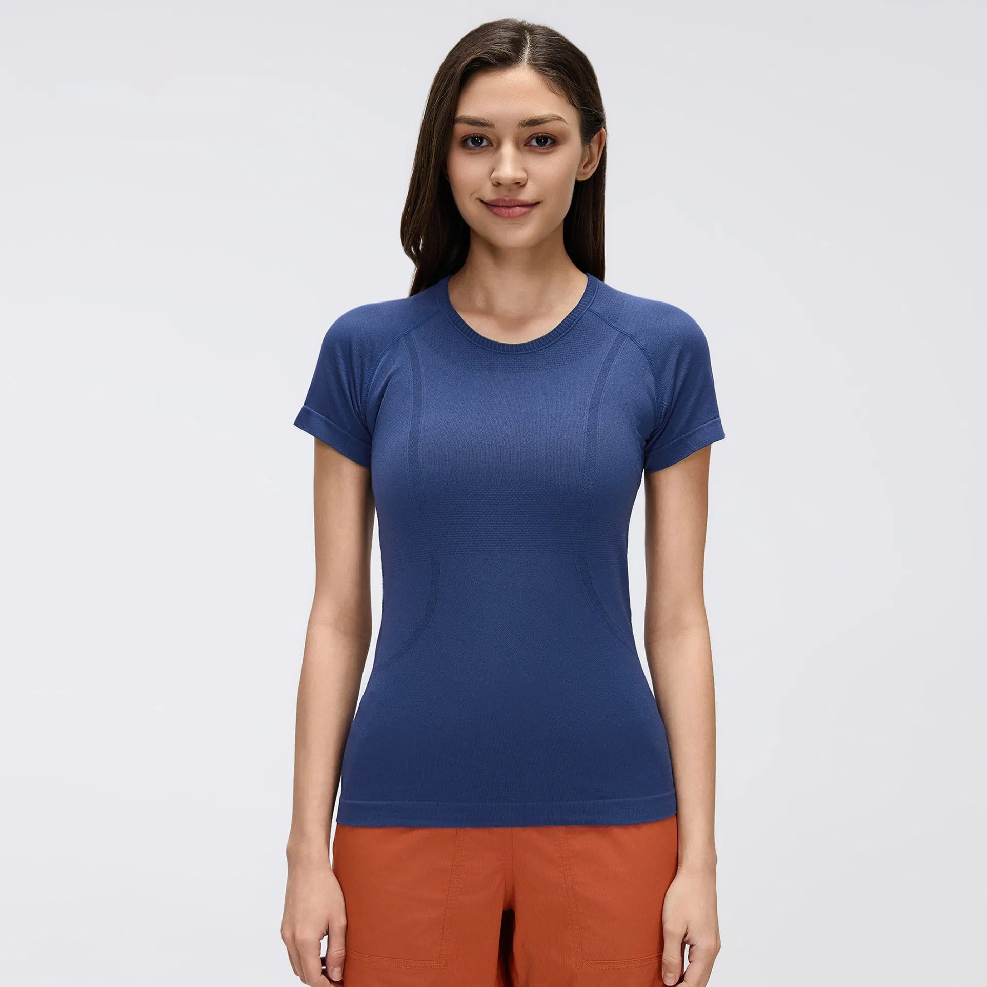 Women's Seamless Yoga T-Shirt, Quick Dry Slim Fit Workout Tops for Gym Running, Breathable Athletic Sport Tee for Summer