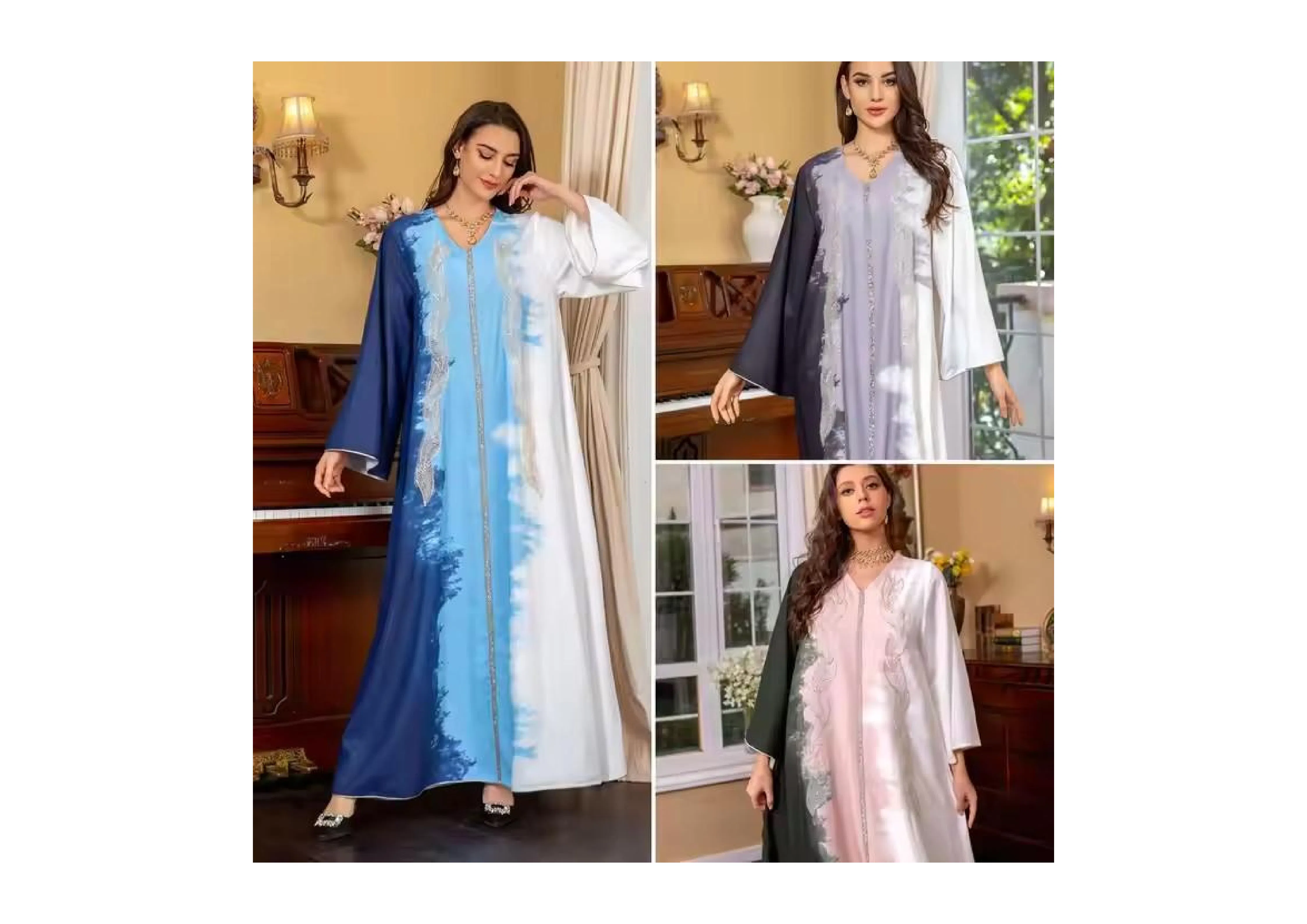 Wholesale Fashion Elegant Long Sleeve Abaya Ladies Dress for Stylish Muslim Women