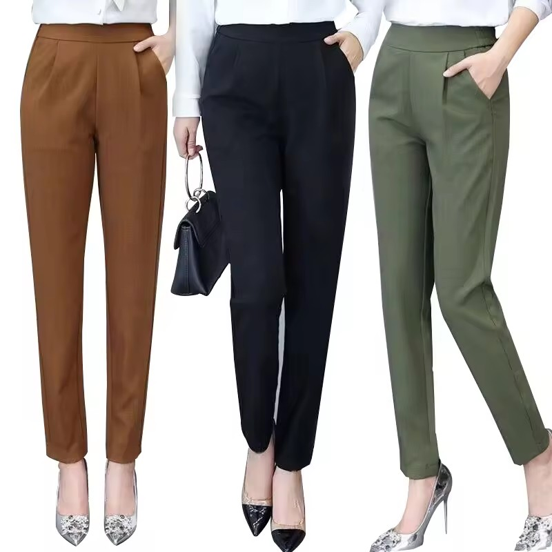 OEM Custom High Waist Lady Elegant Wide Leg Pants Trousers for Women