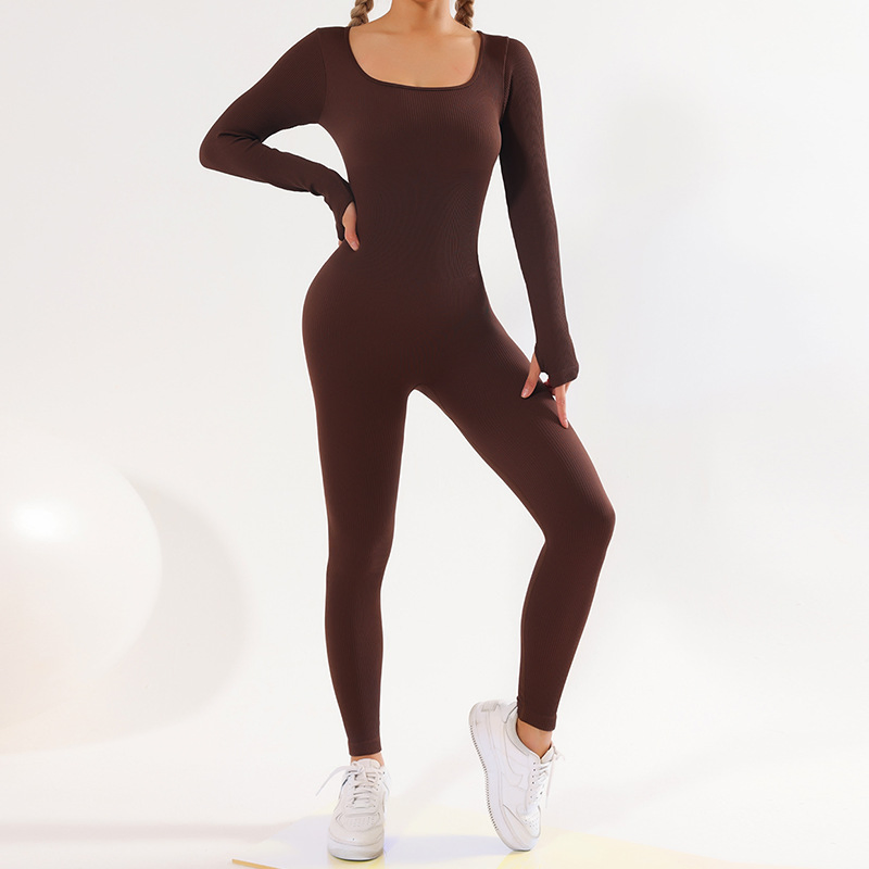 Long Sleeve Fitness Wear Seamless Yoga Bodysuit Athletic Activewear for Women