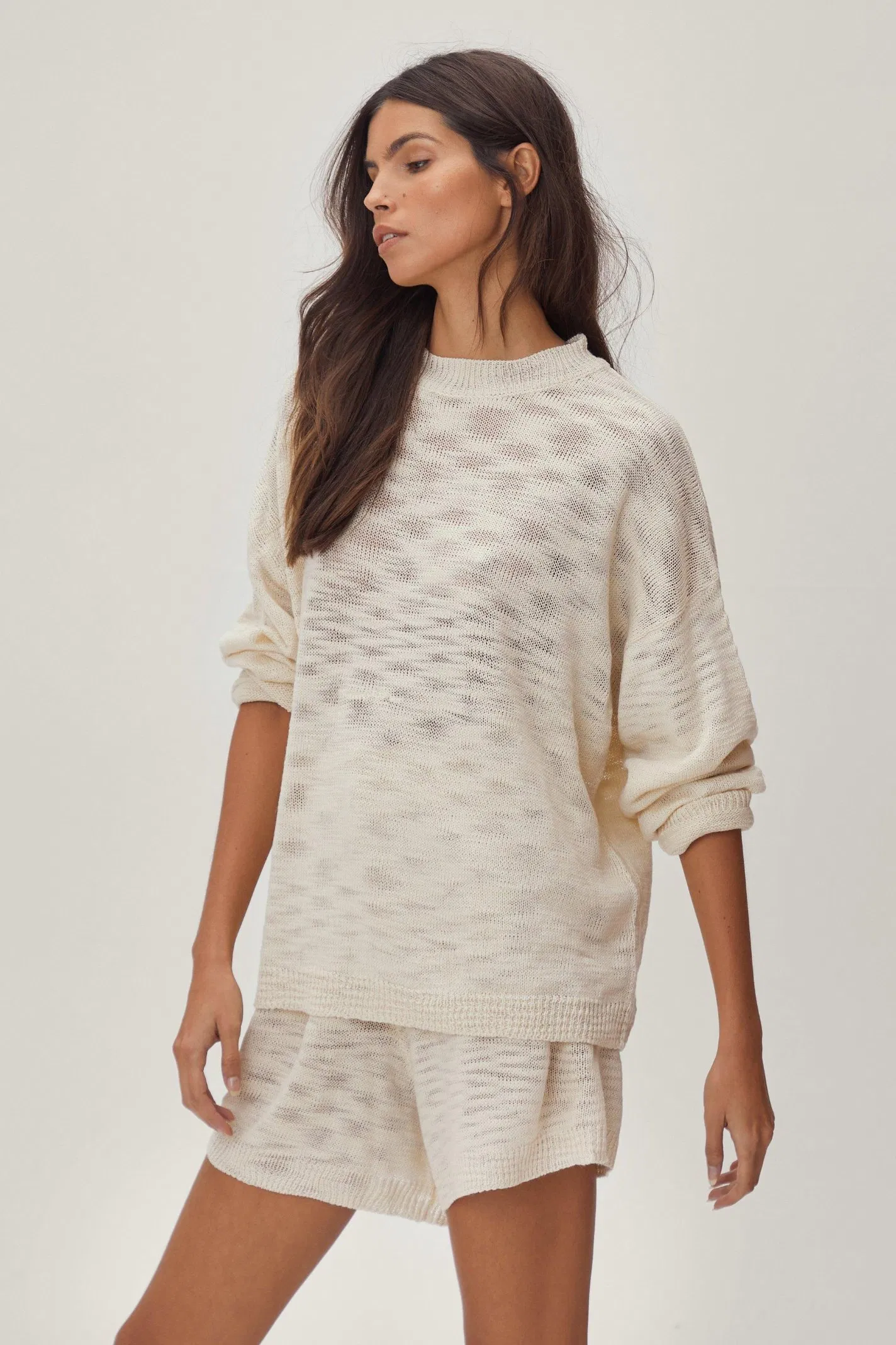 Manufacturer China Good Quality Competitive Price New Fashion Slouch Knit Sweat and Shorts Set Relaxed Knitted Women Leisure Household Women Loungewear