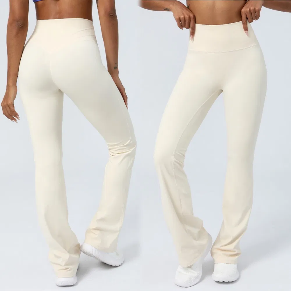 Wholesale Women High-Waisted Flared Athletic Pants Slimming Stretch Trousers Flared Yoga &amp; Fitness Pants Versatile Bottoms for Running and Workouts