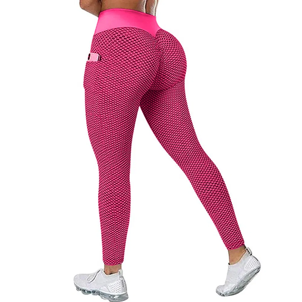 Plus Size Woman Yoga Pants Running Sportswear Workout Butt Lift Pockets Leggings
