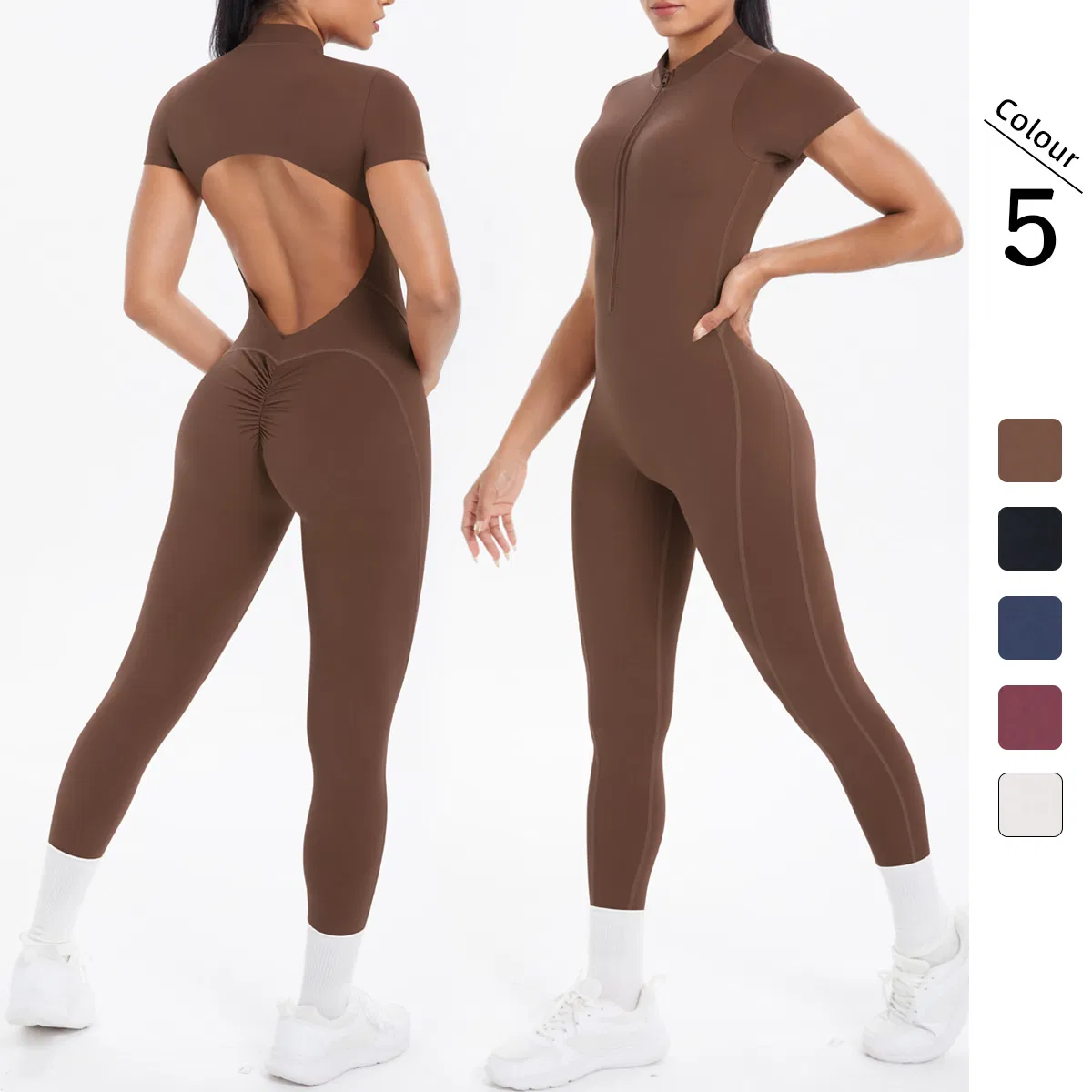 Romper Jumpsuits for Women Sexy Backless Short Sleeve Sport High Waisted Gym Workout One Piece Outfits Skinny Catsuits