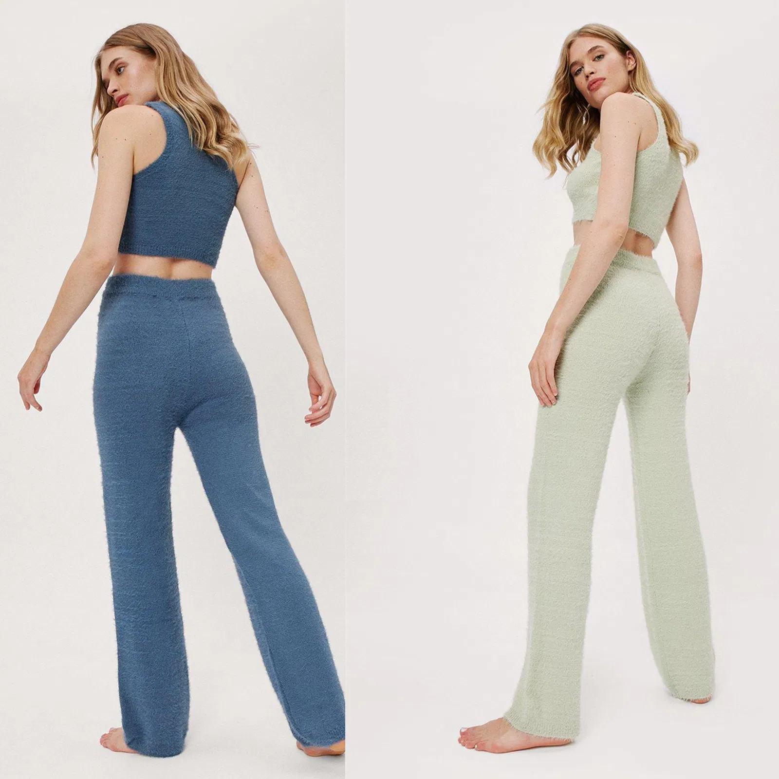 China Supplier Guangzhou Factory Wholesale Bulk Hot Popular Fluffy Relaxed Knitted Women Leisure Household Women Loungewear