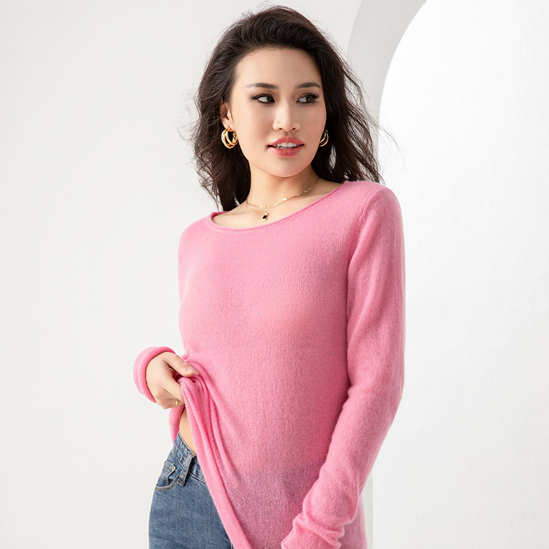 Wholesale High Quality Pullover Crew Neck Long Sleeve Casual Shirt Pure Wool Women's Knitted Top 100% Cashmere Sweater