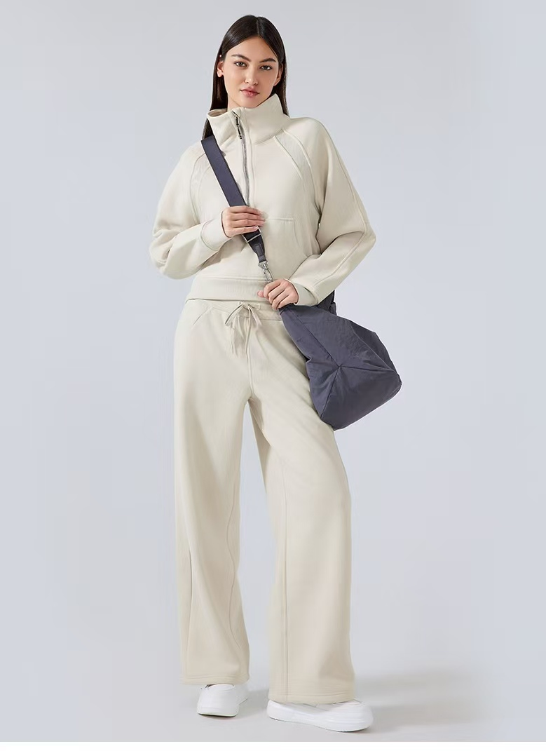 New Arrival High Neck Zipper Warm Thick Running Jacket Women Pullover Top Fleece Hoodie with Pocket