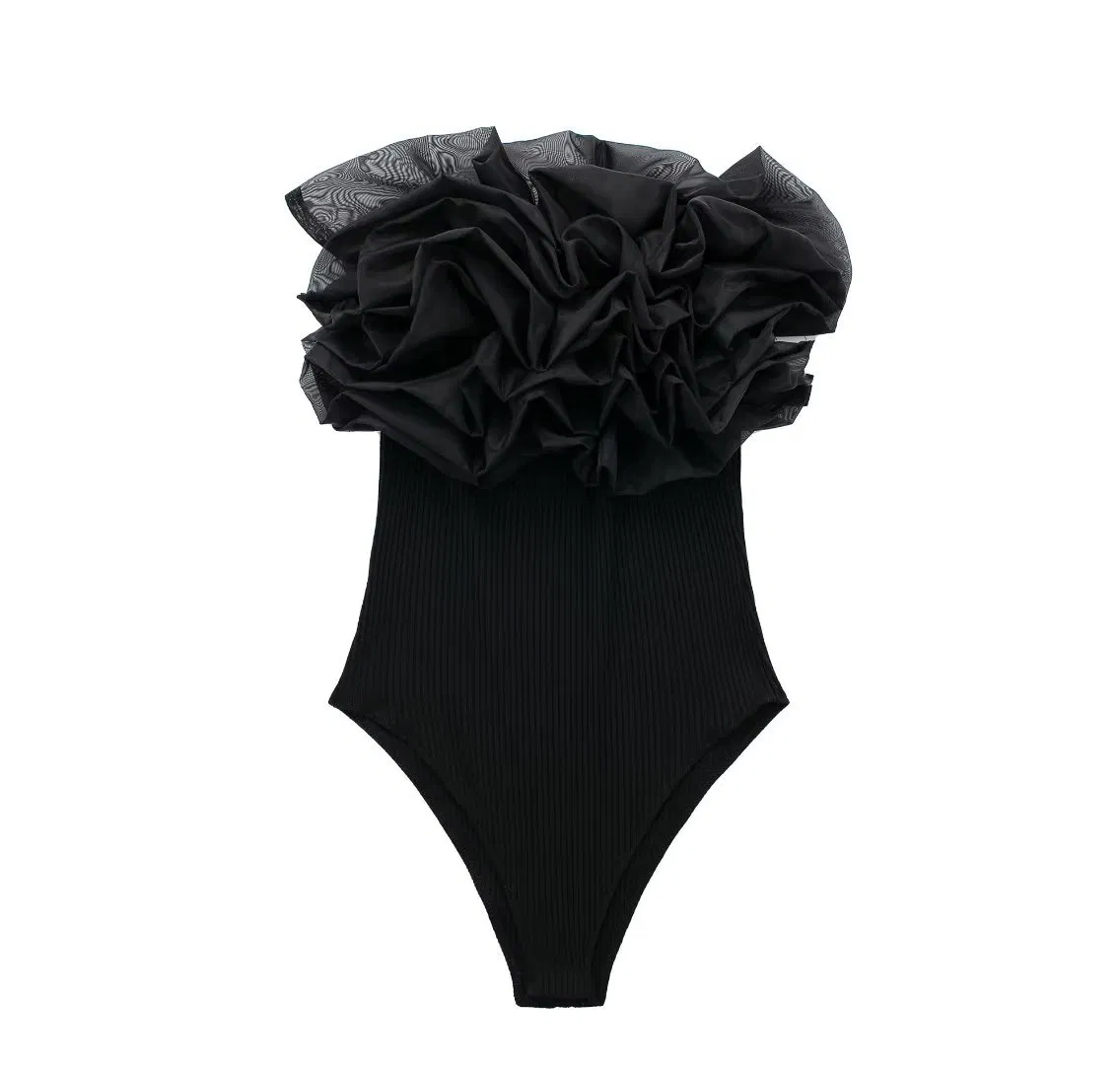 Elegant Women's Organza Layered Ribbed Jumpsuit for Wholesale