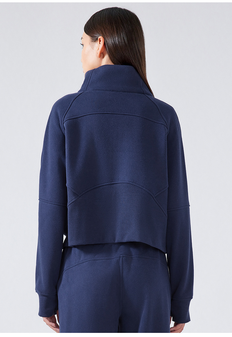 New Arrival High Neck Zipper Warm Thick Running Jacket Women Pullover Top Fleece Hoodie with Pocket