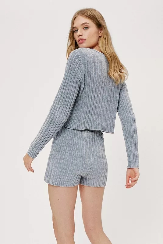 Manufacturer China Good Quality Ribbed Crew Neck Relaxed Knitted Women Leisure Household Women Loungewear