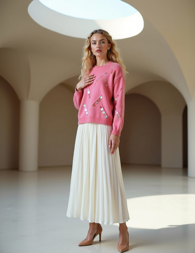 Woman's Crew Neck Knit Pulloverpure 100% Cashmere Sweater Clothes Warm and Cozy Sample Delivery with Multiple Yarn Support