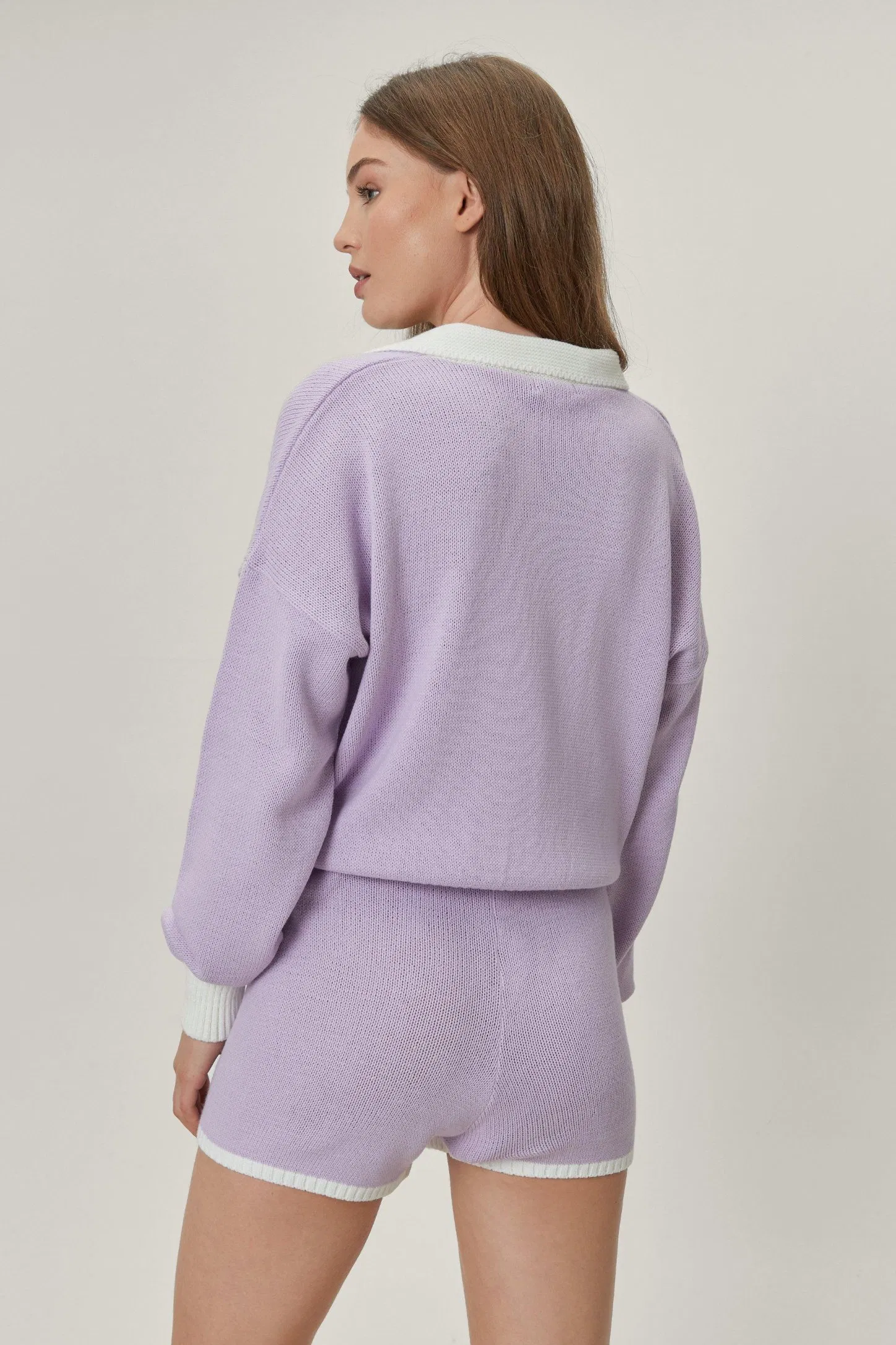 Manufacturer China Good Quality Competitive Price New Fashion Collared Sweater and Shorts Relaxed Knitted Women Leisure Household Women Loungewear