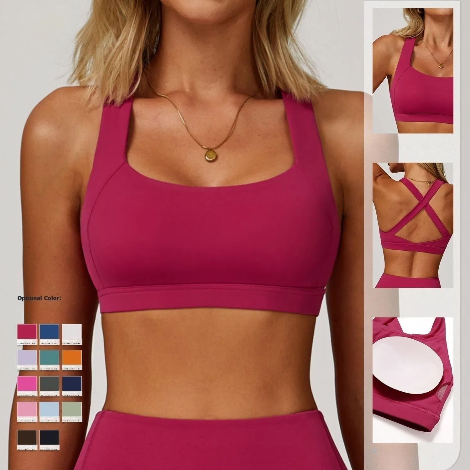 Women's Gym Fitness Activewear Solid Pattern Long Sleeve Yoga Top High-Waist Leggings Workout Clothing with Sports Bra