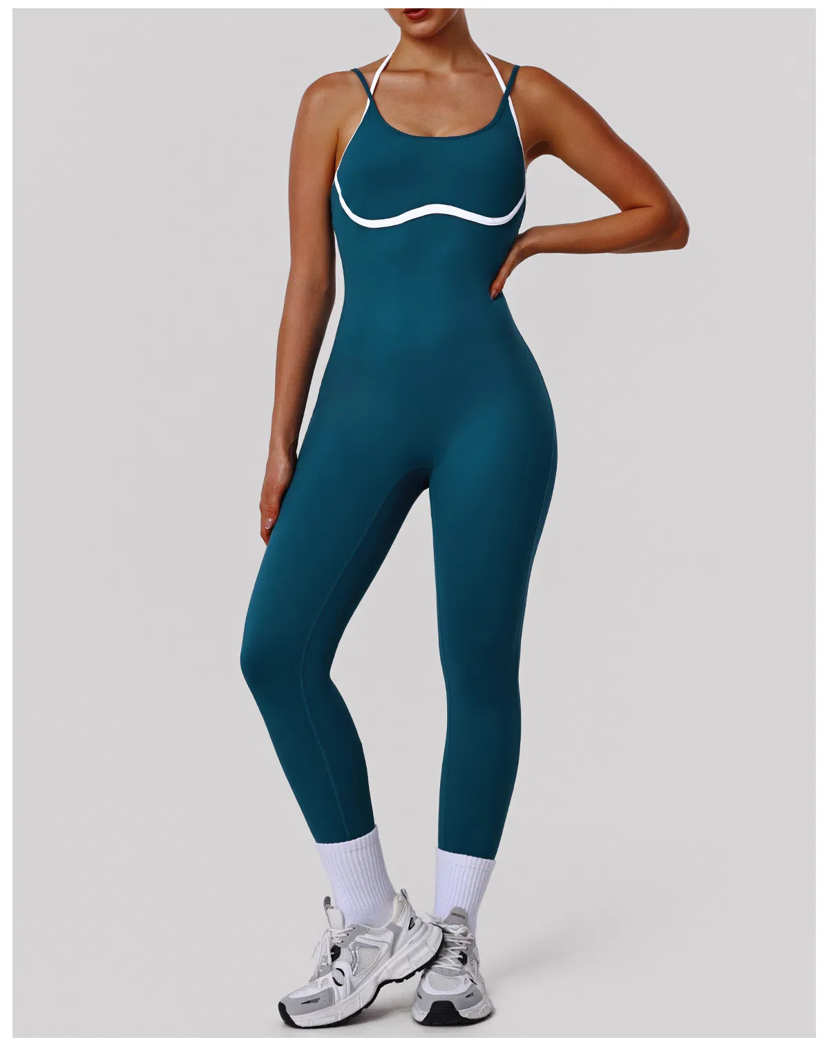 Women's Slimming Shaping Gym Jumpsuit Thin-Band Backless Fitness Elastic Tight Yoga Jumpsuit