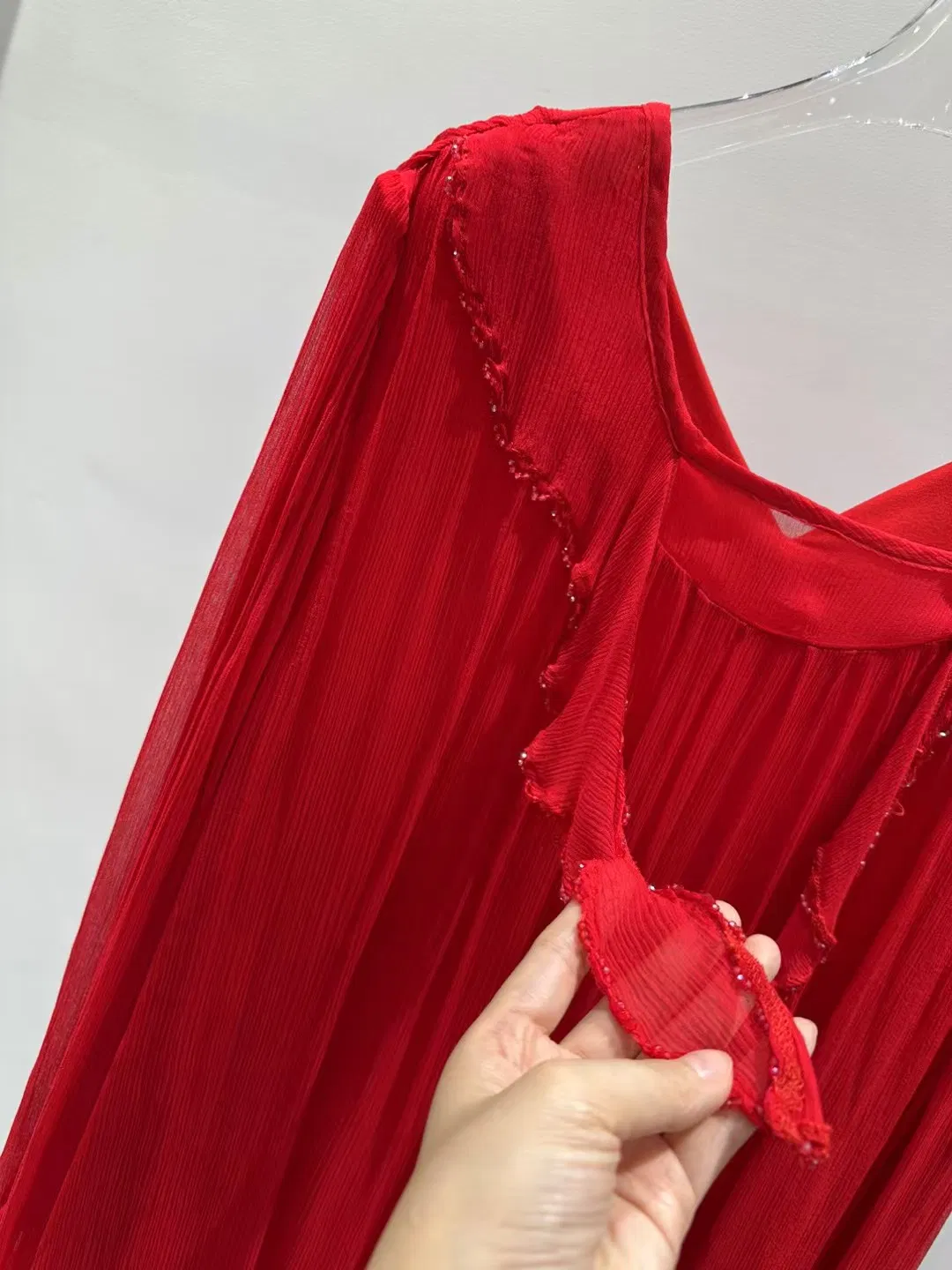 Red Sheer Chiffon Blouse View 2