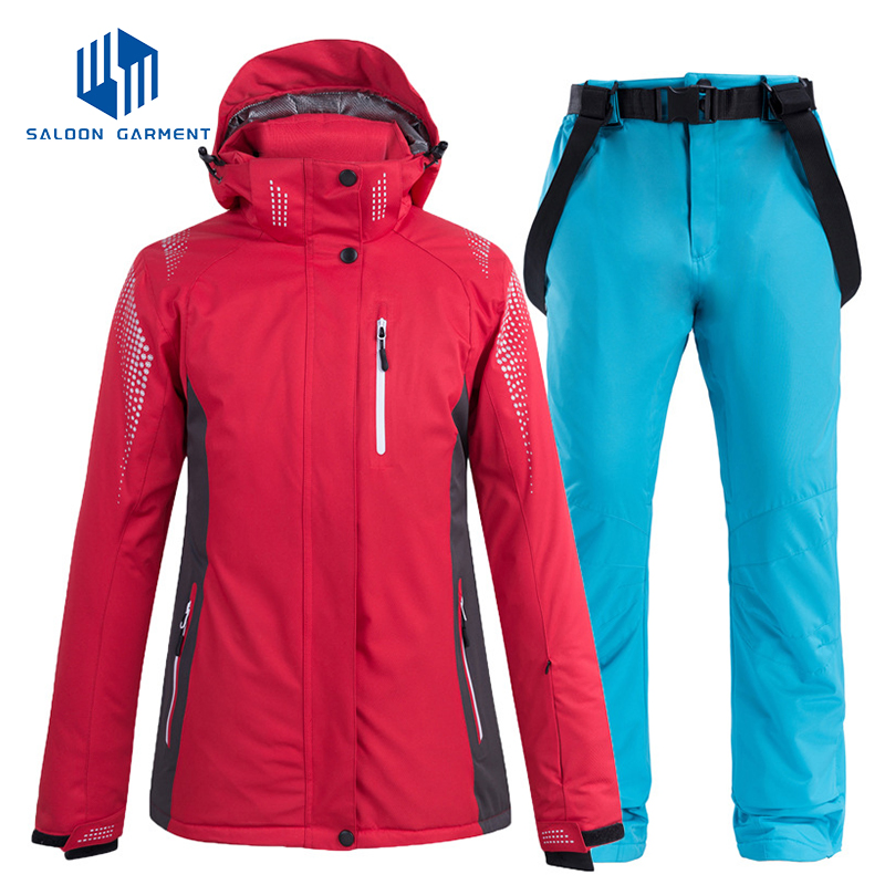 Women's Winter Outdoor Sportswear One-Piece Waterproof Ski Jackets Pants Snow Outfit Warm Clothes Snowboard Suit