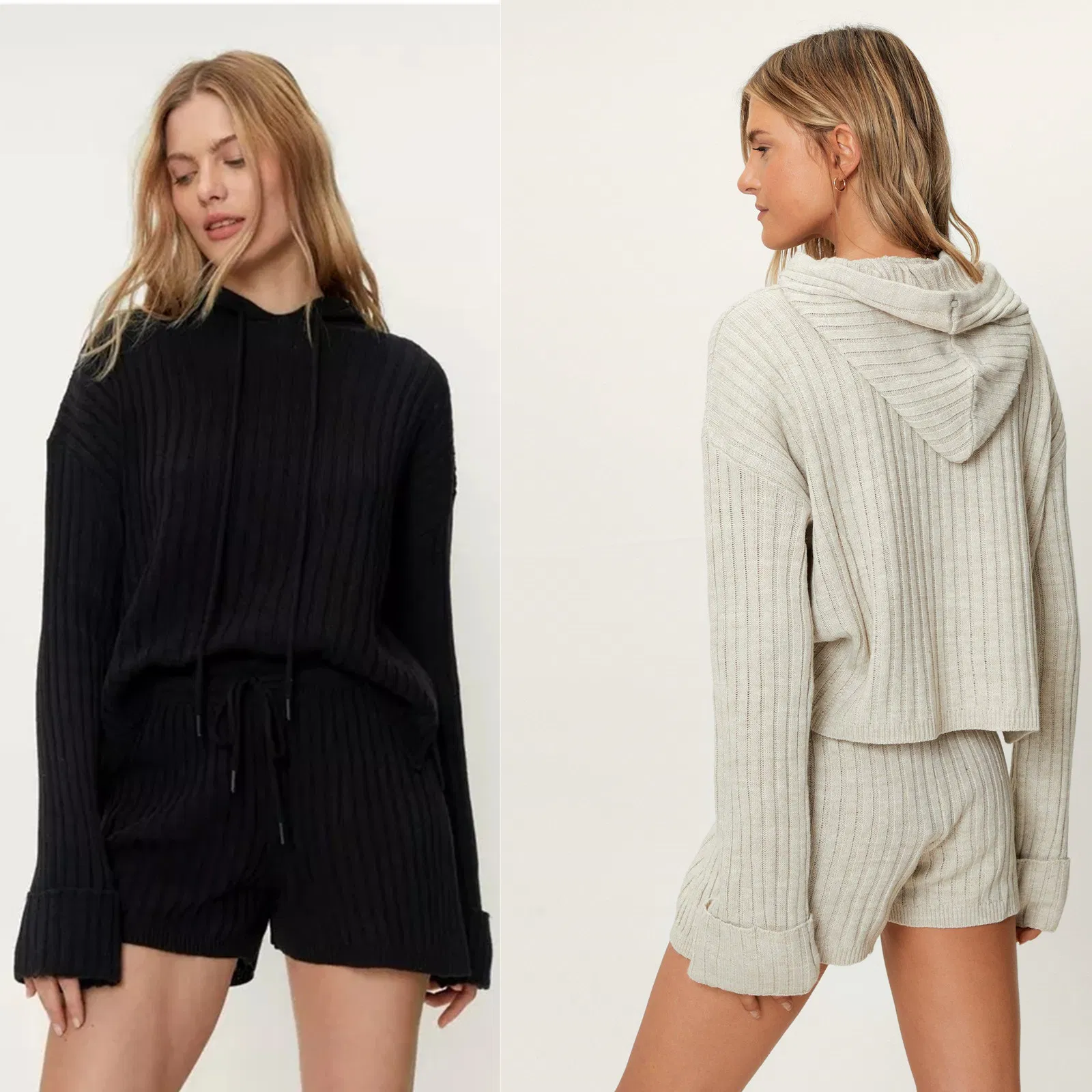 Wholesale China Customized High Quality Ribbed Bell Sleeves Relaxed Knitted Women Leisure Household Women Loungewear