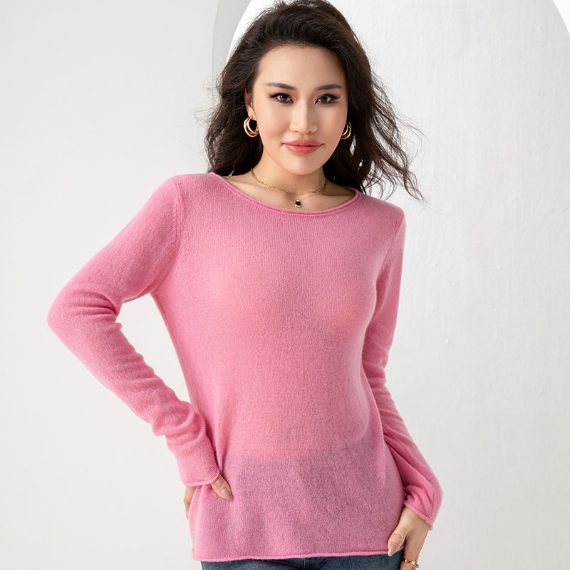 Wholesale High Quality Pullover Crew Neck Long Sleeve Casual Shirt Pure Wool Women's Knitted Top 100% Cashmere Sweater