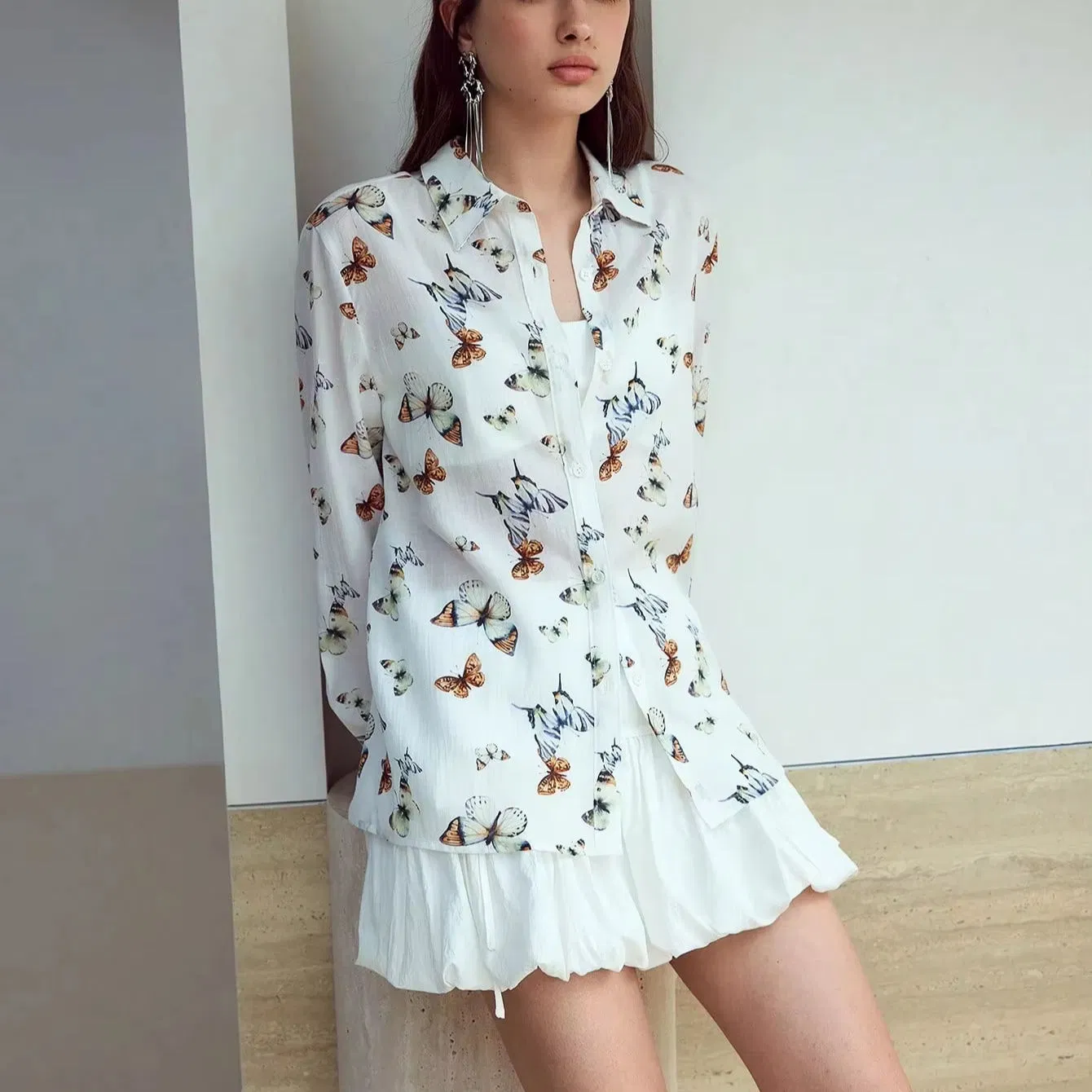 Comfortable Silk Blouse Polyester Quality Fabric Long Sleeve for Women Vintage Style Blouse Sari Blouse