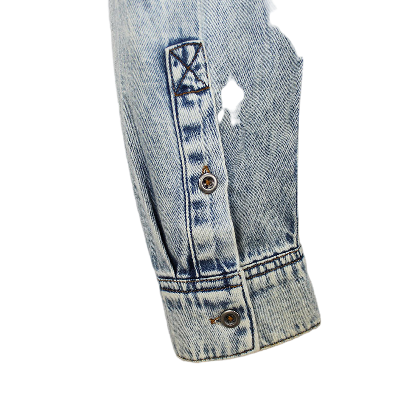 Women's Wholesale Clothing Acid Wash Cotton Fashion Casual Long Sleeve Denim Blouse