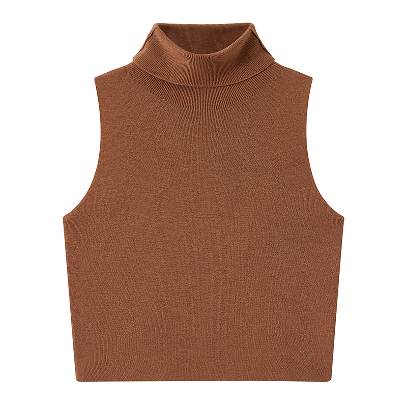 Wholesale Ladies Fashion Wool Blouse Custom Women's Clothing 2 Pieces Cozy Knit Set Turtleneck Vest and Top Sweater Fall