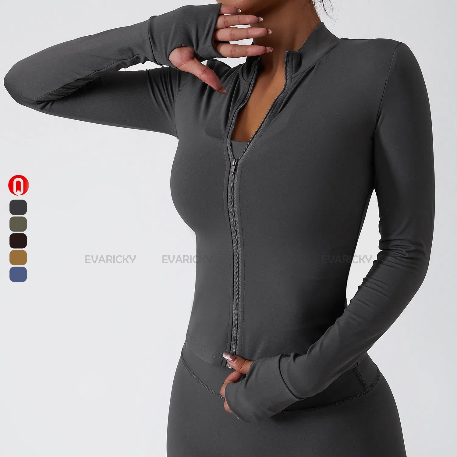 Women′ S Slim Fit Jogging Wear Yoga Workout Jacket Top Nude Feeling Training Wear Tracksuits Sports Jacket