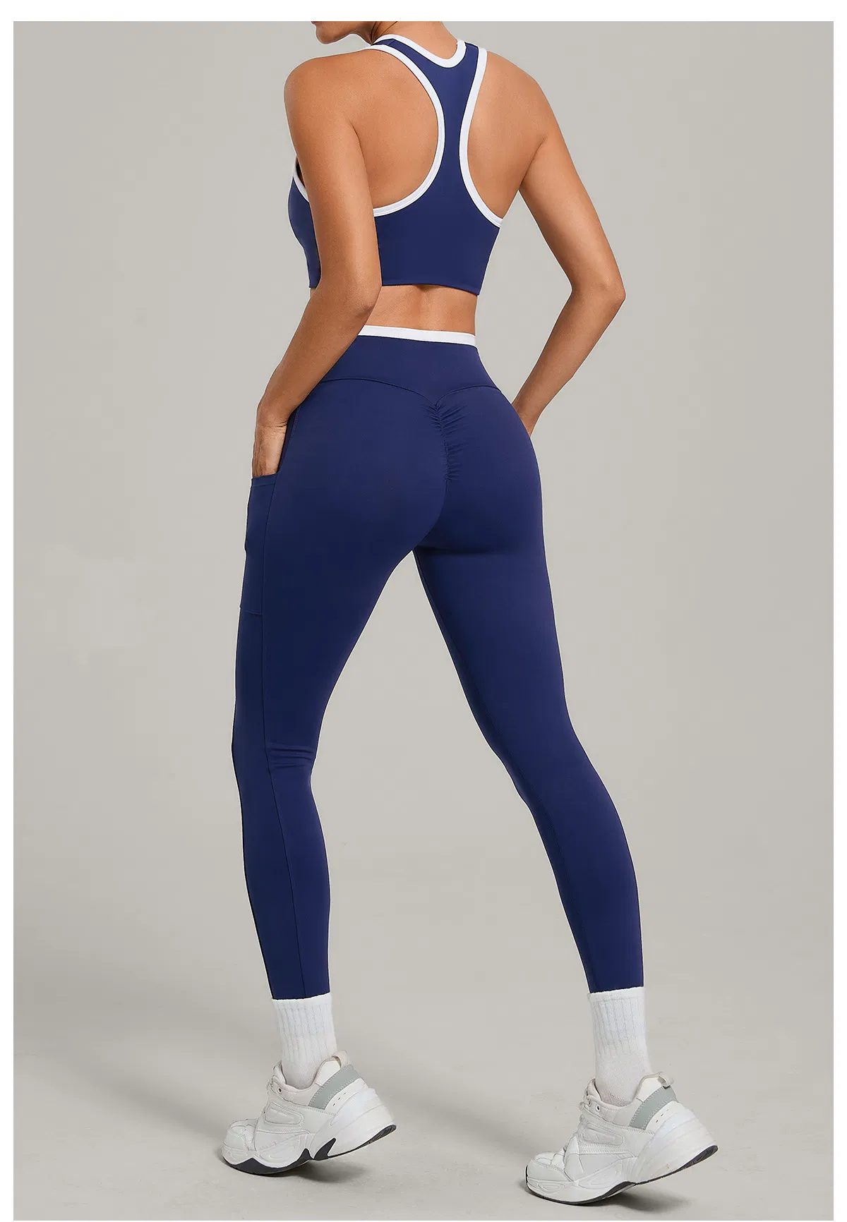 Sports Tops Running Tight Leggings Yoga Outfit Women Color-Blocking Activewear