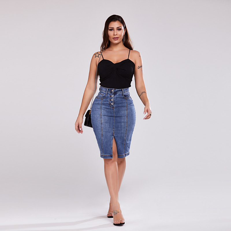 Wholesale The Skirt for Ladies Fashion Customised Womens Casual Sexy Skirts Button-Fly Pocket Mini Short Denim Skirts for Women