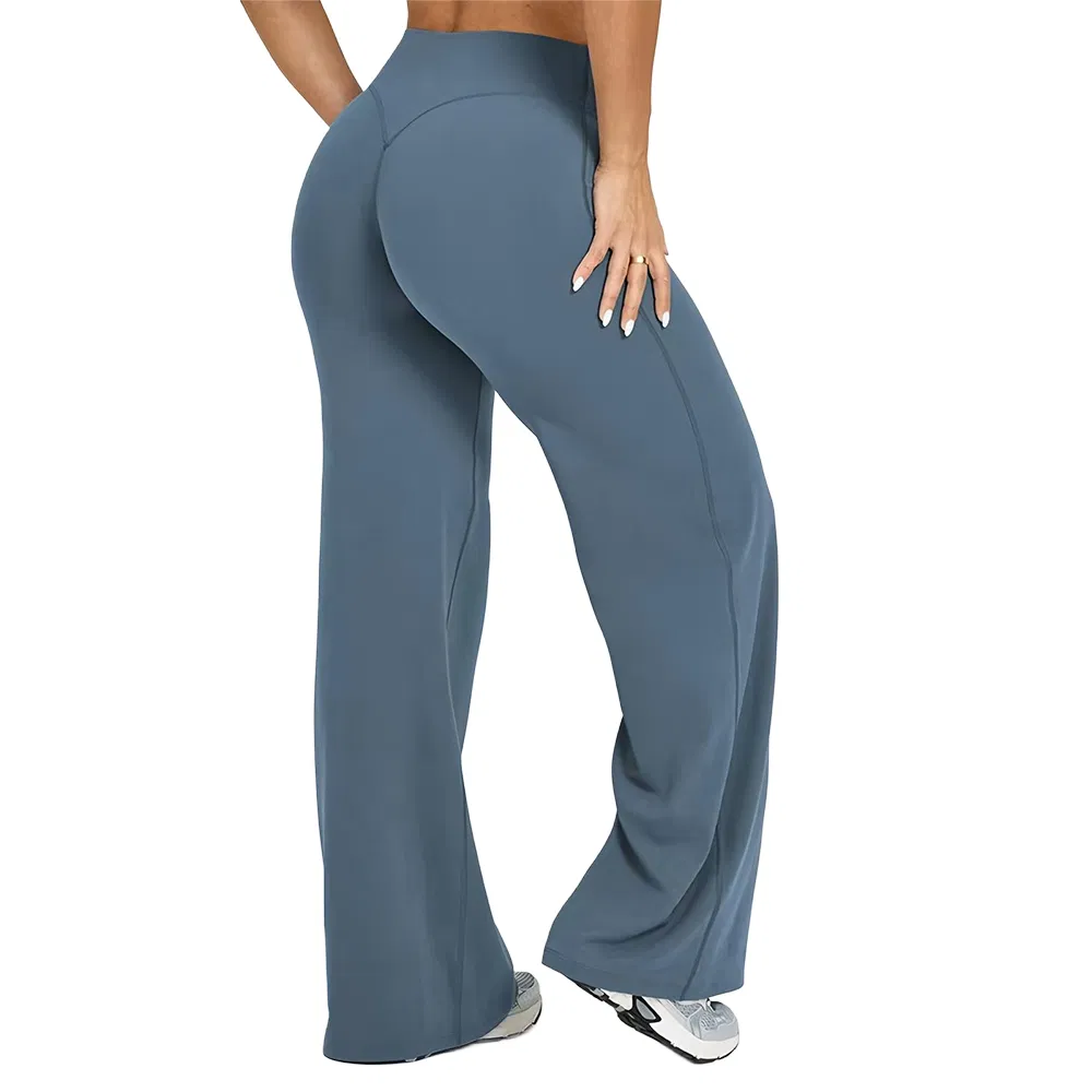 OEM Custom Logo Soft Stretchy High Waisted Workout Fitness Flared Leggings Straight Wide Leg Gym Yoga Pant for Women Plus Size Sportswear