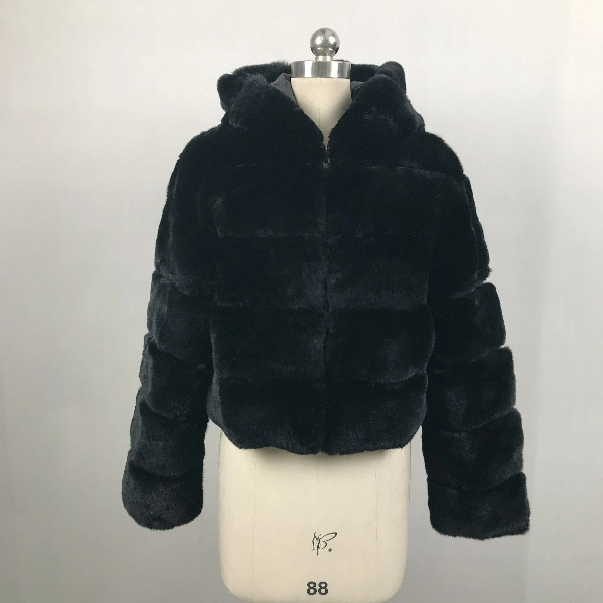 Wholesale Women Winter Warm Custom Reverslble Hooded Long Sleeves Lady Rex Rabbit Downjacket Women Realfur Coat