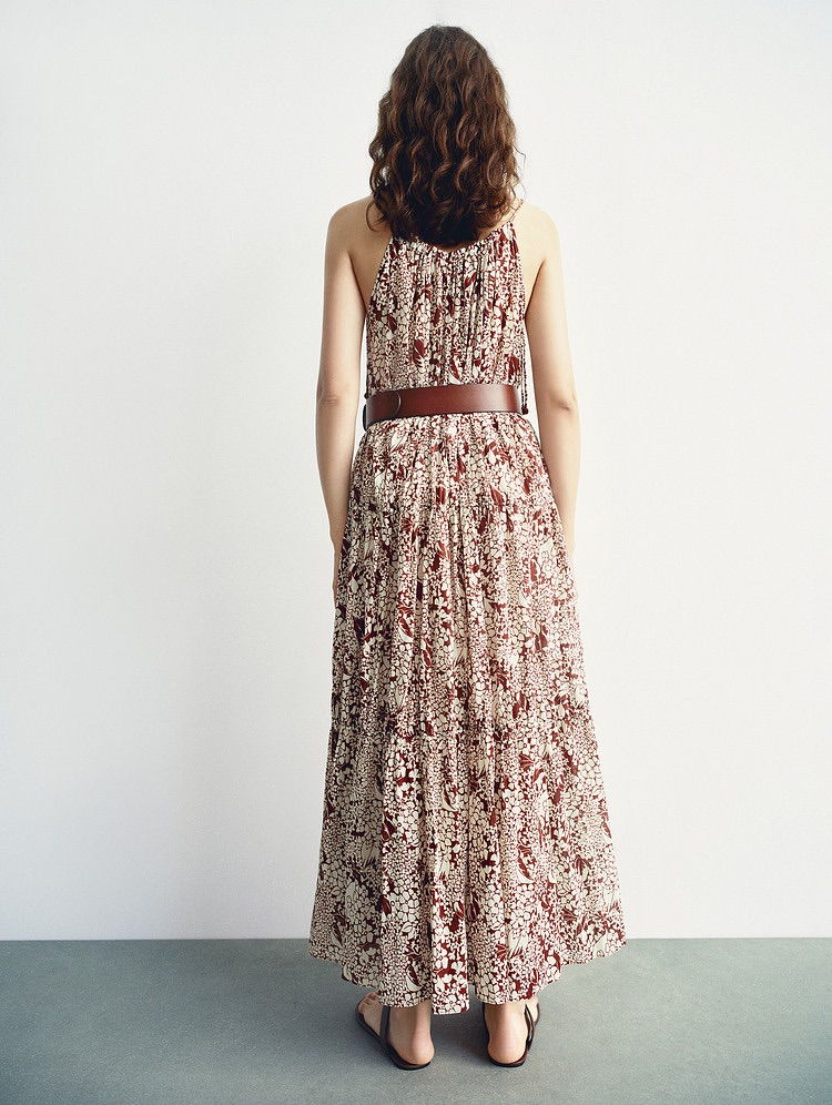 Luxury Women Clothing Wholesale Drawstring Shoulder Pleat Skirt Design Women Slip Dress Customized Sleeveless Beach Holiday Dress for Woman