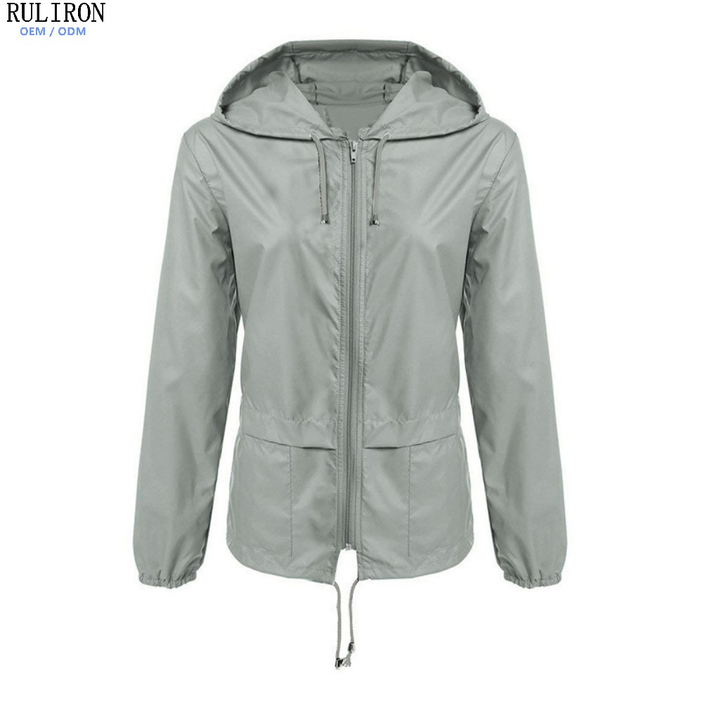 Custom Women's Packable Rain Sports Jacket Lightweight Waterproof Raincoat with Hood Outdoor Rain Gear Travel Hiking Cycling