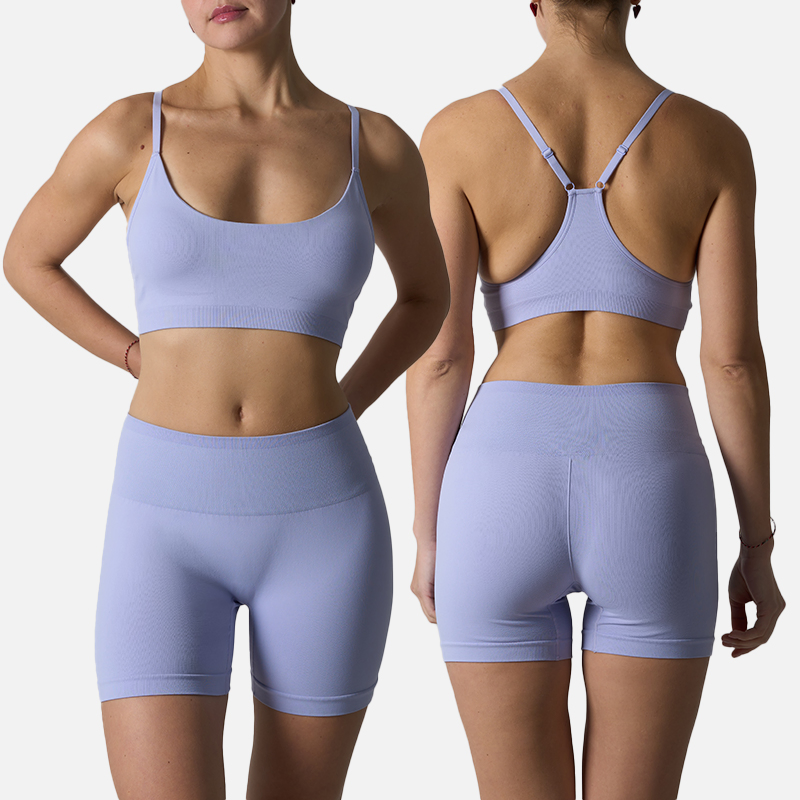 Women's Seamless Athletic Set: Padded Cross-Back Sports Bra &amp; High-Waisted, Butt-Lifting Yoga Short Stylish Wear, Tight-Fit, and Casual Activewear Set