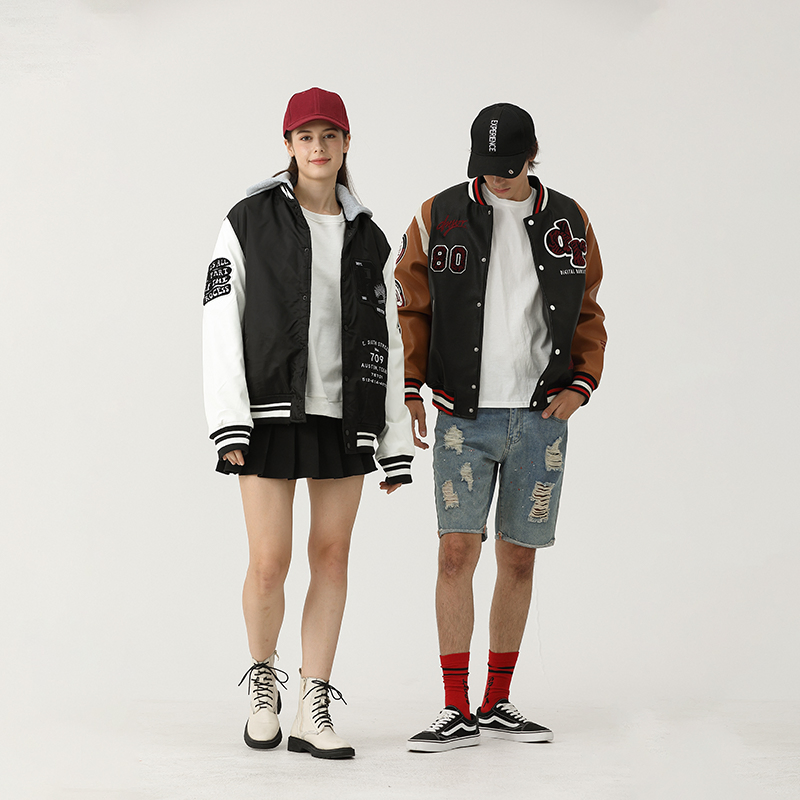 Chaquetas PARA Mujer Cotton Bomber Varsity Uniform Patch Women Letterman Baseball Jacket