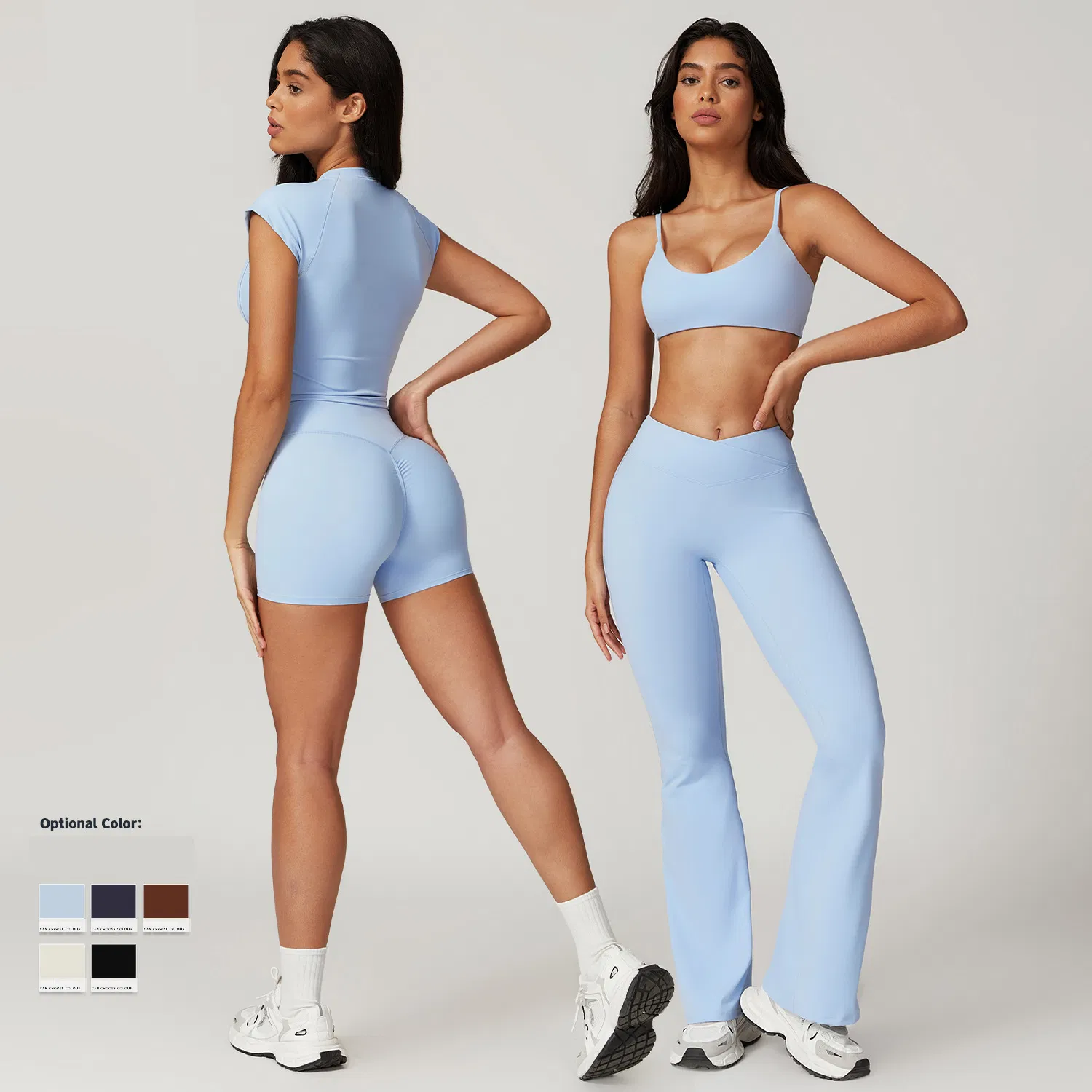 Sports Jogging Yoga Set, Running Shorts Shirts Top Activewear Suit for Women