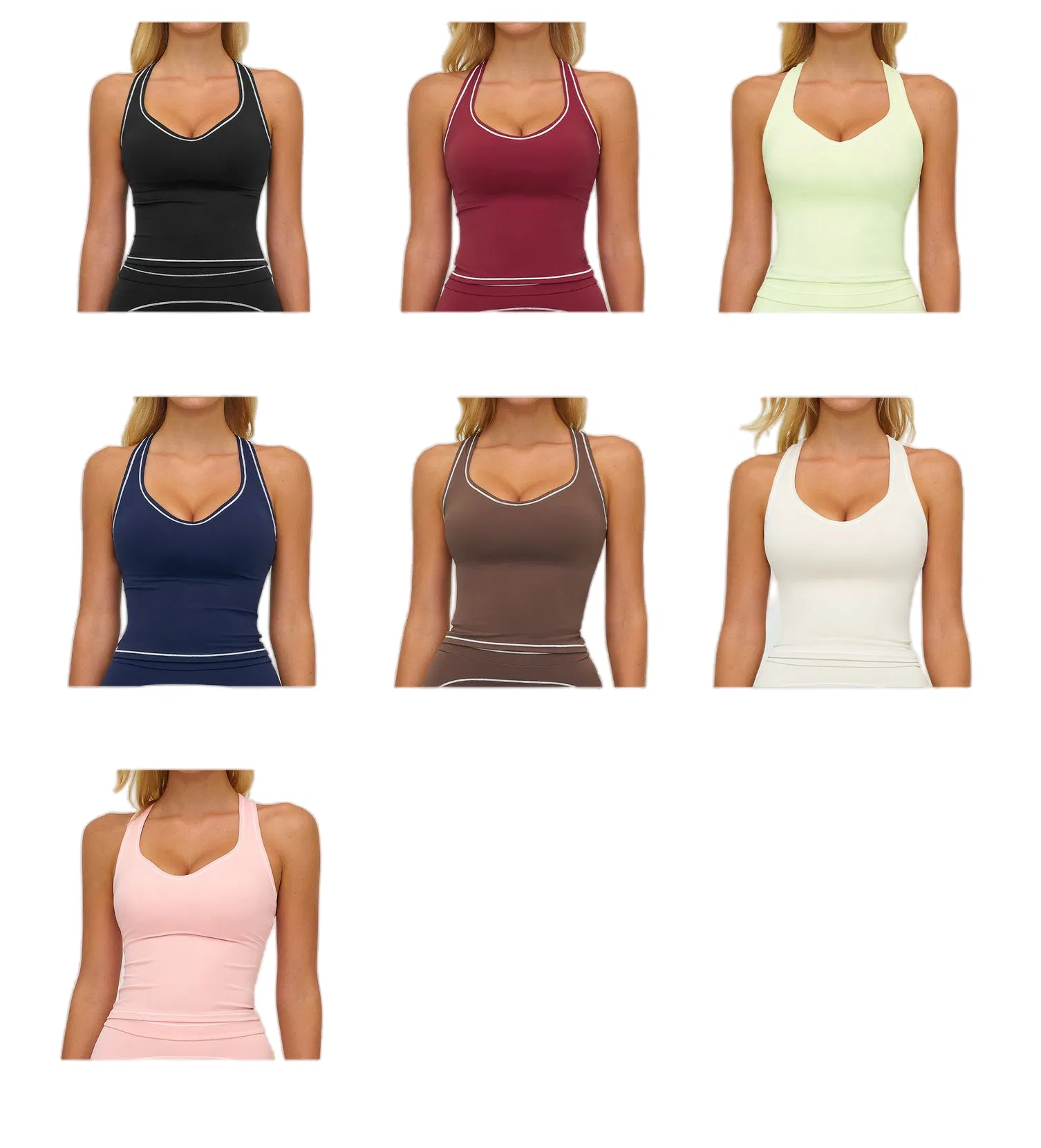 Women's Seamless Contrast Stitching Yoga Set Flare Leggings / Bootcut Biker Shorts Workout Outfits Gym Fitness High Waist Leggings and Sports Bra Activewear