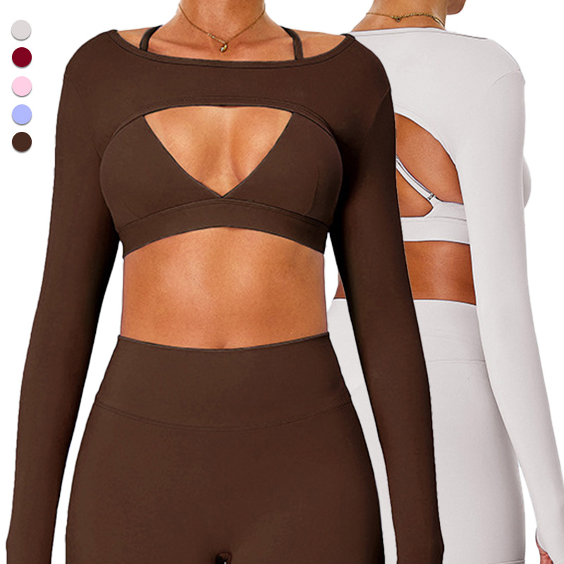 Women's Long-Sleeved Vest, Shawl, Yoga Wear, Fitness Top, Running Cover-up