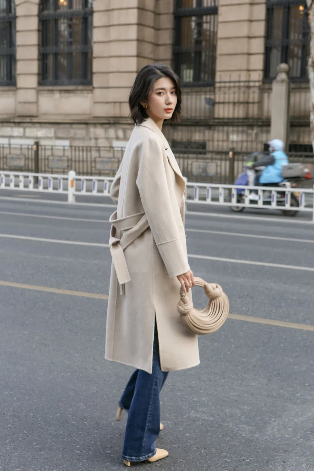 Women Wool Polyester Coat Fabric Women's Trench Coats