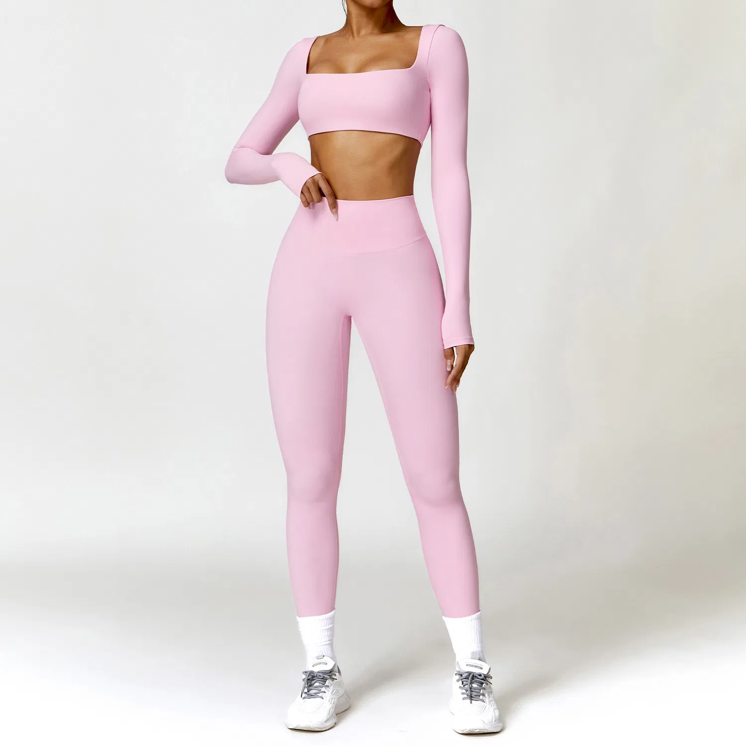 Cross-Border Winter Bare-Skin Seamless Yoga Set- 4-Piece Quick-Dry High-Waist Activewear for Women