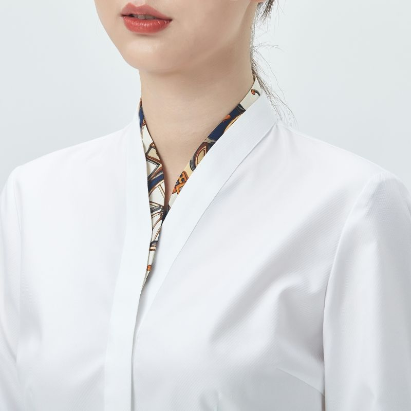 Tailored Women's Long Sleeve Blouse in Luxurious Cotton Blend Fabric