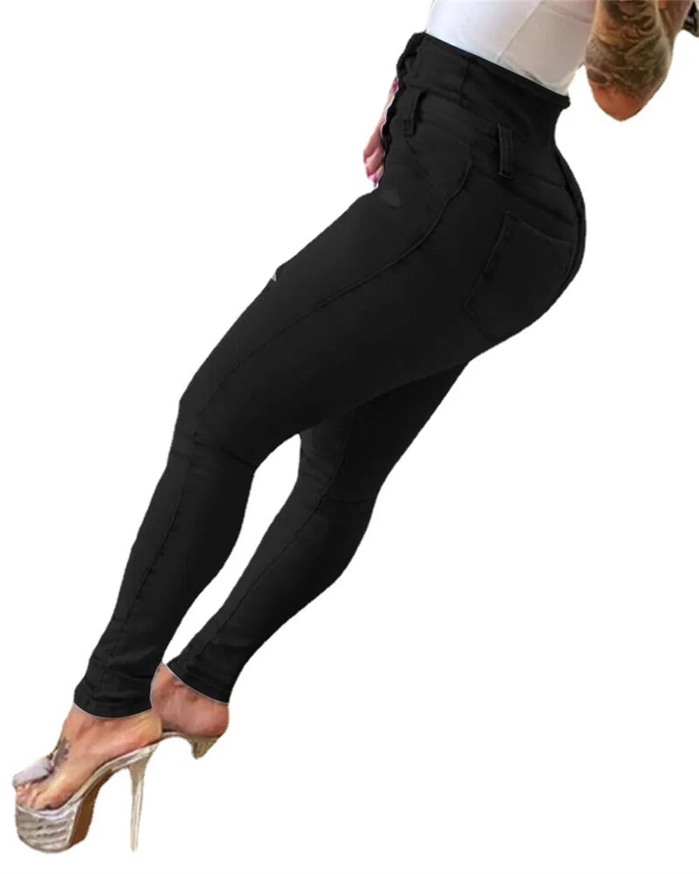 American High Waist Ripped Personality Trend Small Feet Trousers Women's Jeans