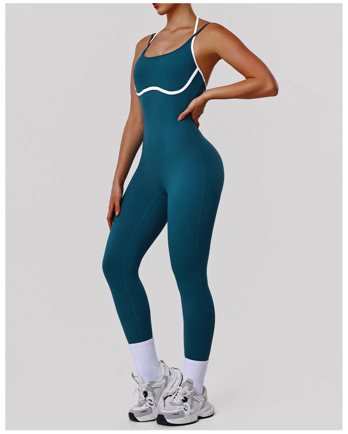 Women's Slimming Shaping Gym Jumpsuit Thin-Band Backless Fitness Elastic Tight Yoga Jumpsuit