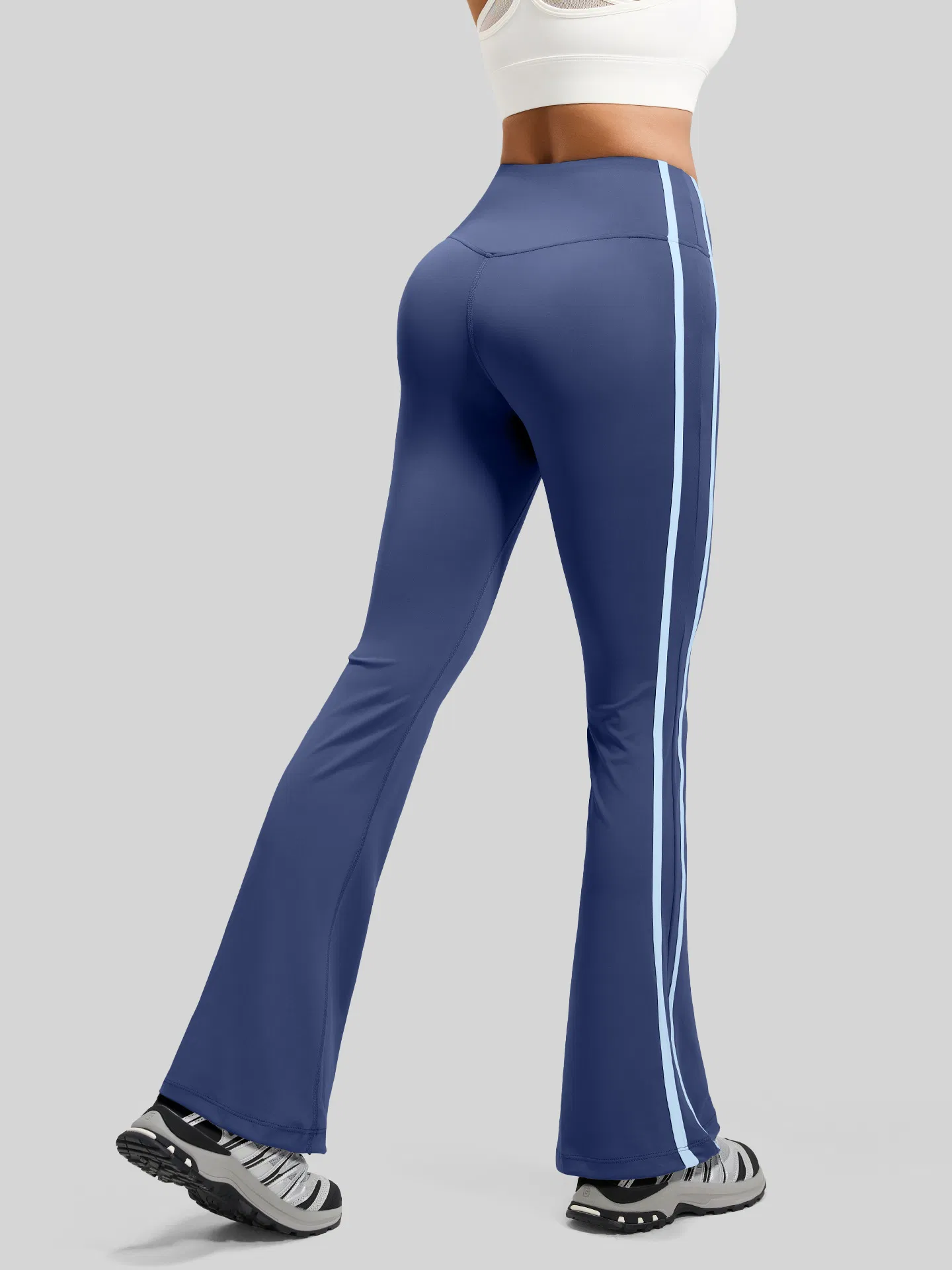 Women Scrunch Butt Lifting Gym High Waist Stripe Flare Yoga Pants