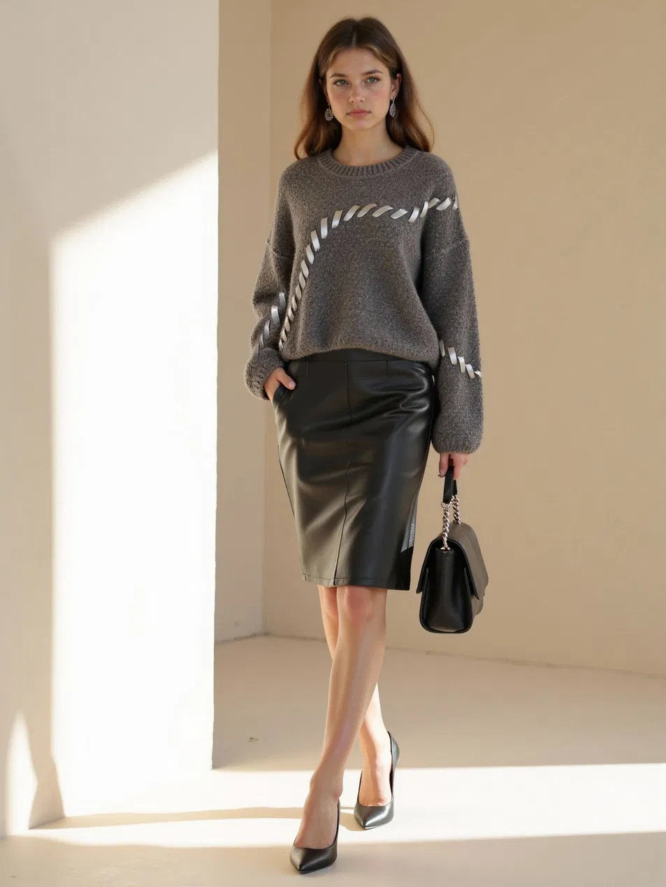 Asymmetric Ribbon Sweater